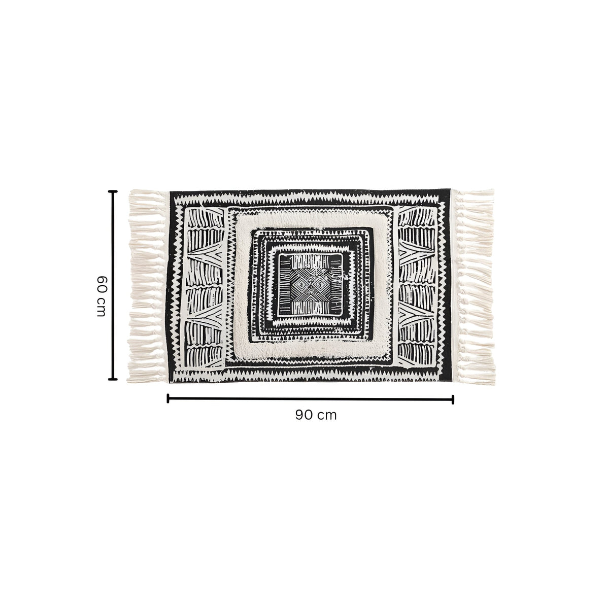 Geometric Tassel Floor Mat Medium 60×90cm — woven floor mat, Japandi home textiles Australia