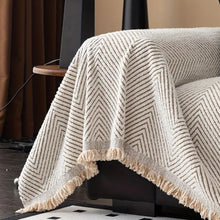 Herringbone Couch Cover styled in a living room — sofa throw, Japandi home decor Australia