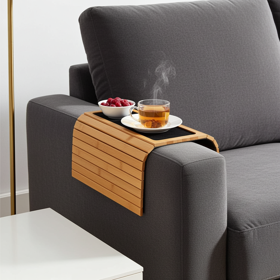 Foldable Bamboo Sofa Arm Tray
