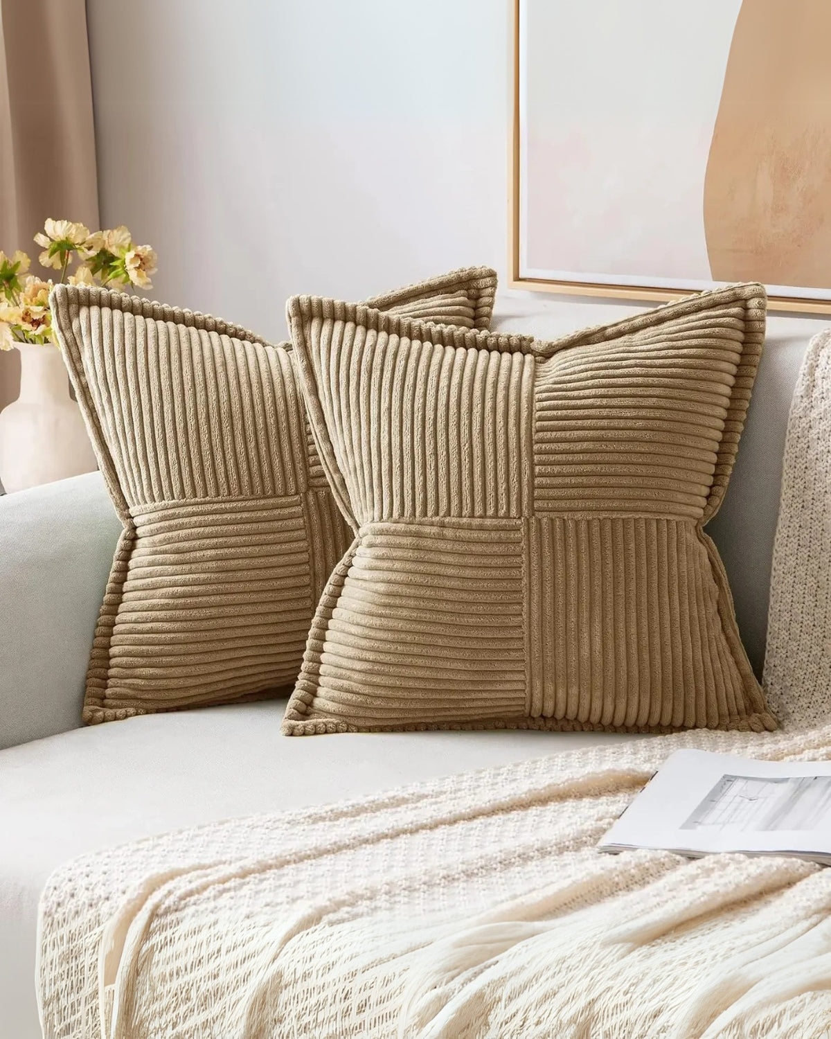 Koshi corduroy cushion cover in white — ribbed corduroy texture for calm interiors