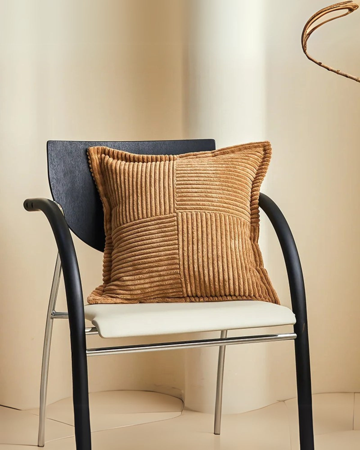 Koshi corduroy cushion cover in beige — soft striped texture for Japandi home decor Australia