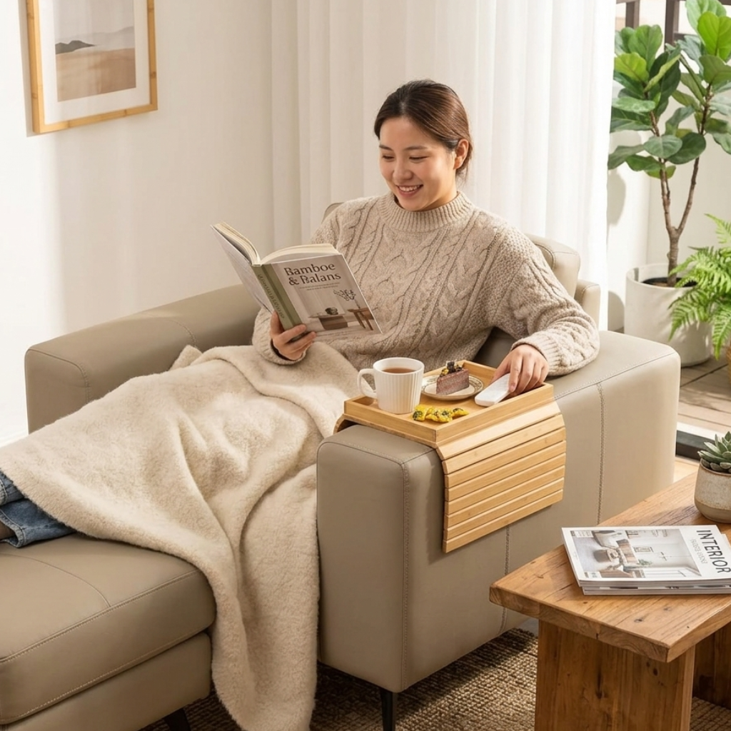 Solid Wood Sofa Arm Tray
