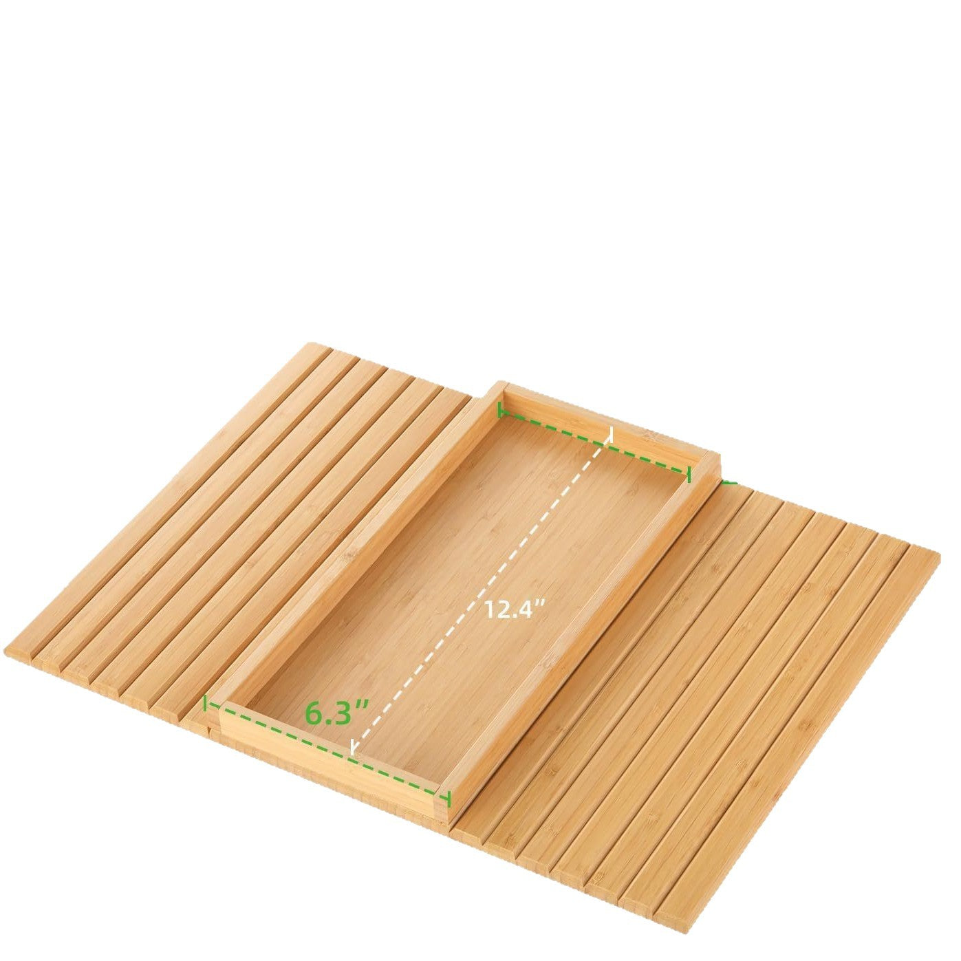Solid wood sofa arm tray underside detail — groove fit and smooth timber finish