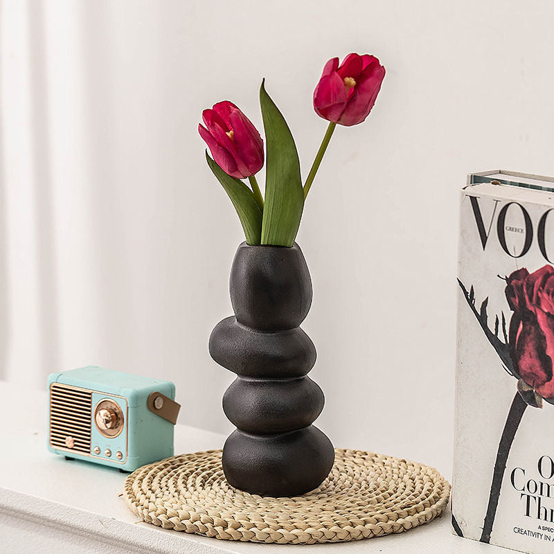 Ceramic bubble vase in creamy white — sculptural Japandi vase for dried stems Australia
