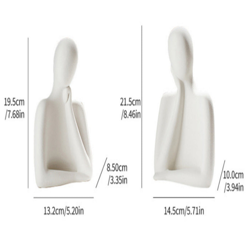 Trio ceramic sculptural figures full set — minimalist home decor for shelves and mantels