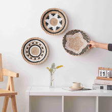 Handwoven wall baskets in black and natural tones — boho basket wall decor Australia