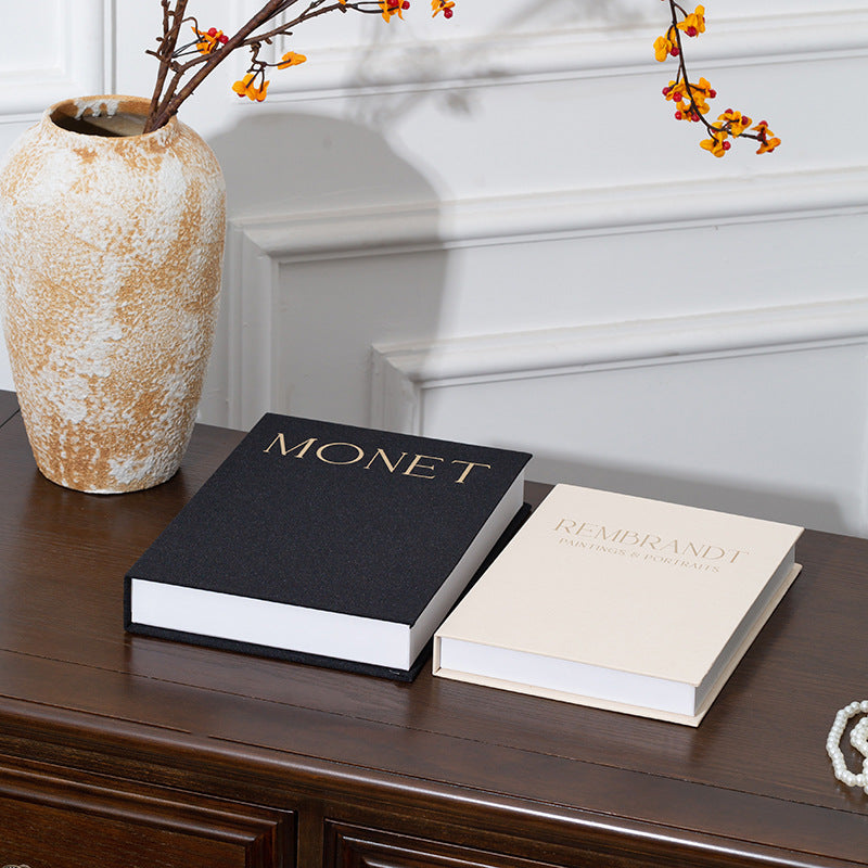 Decorative linen book box — magnetic storage box with linen cover, Japandi home decor Australia