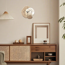 Luna moon wall clock in a warm interior with timber furniture — silent quartz clock, Japandi wall decor Australia