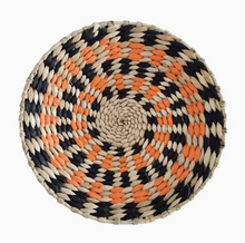 Amber Check woven wall basket — orange and black checked natural fibre wall decor Australia