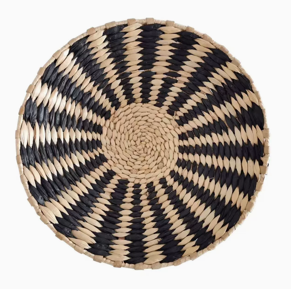 Black Star woven wall basket — black and natural star weave wall decor Australia