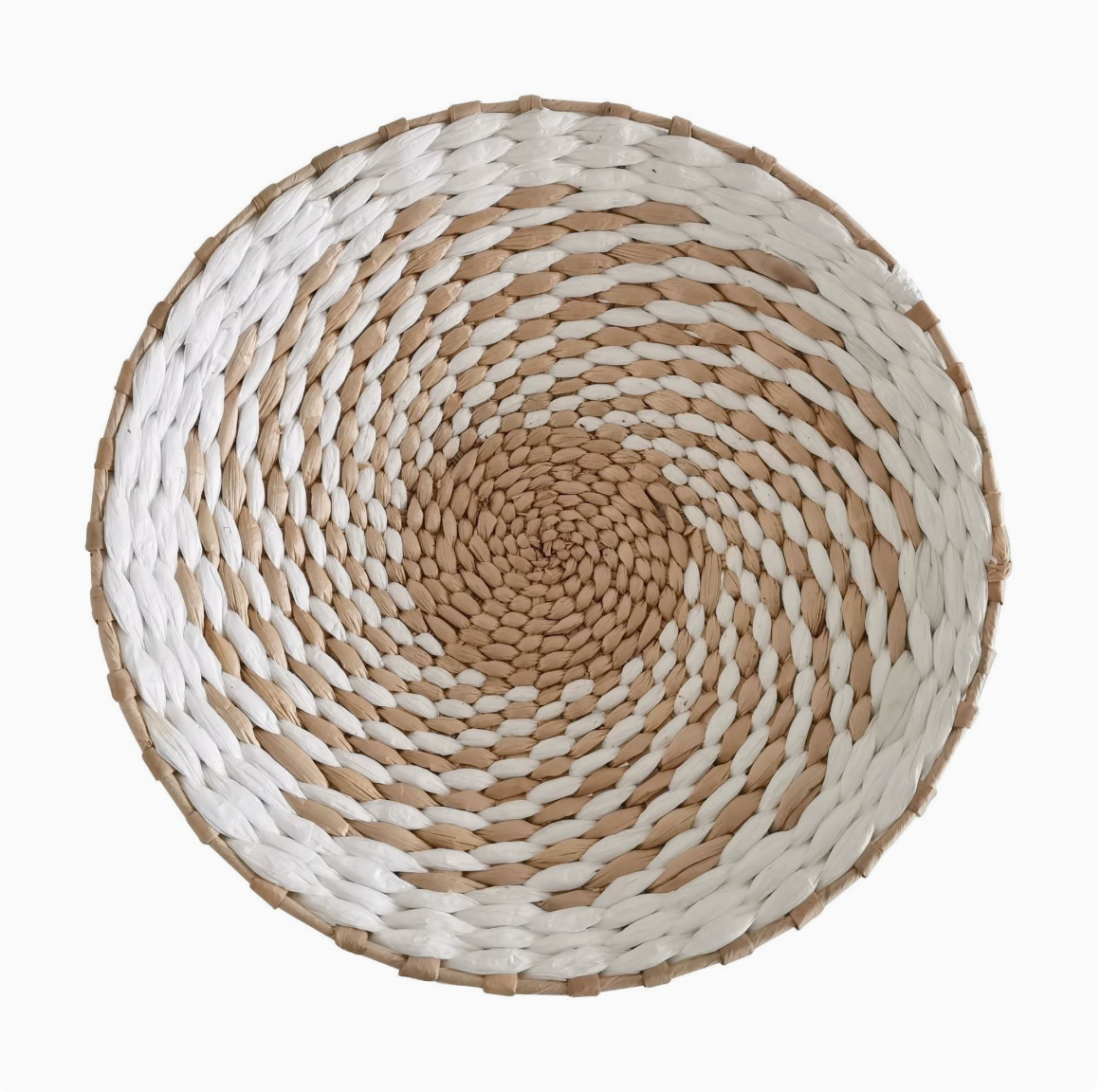 Ivory Swirl woven wall basket — white and natural swirl seagrass wall decor Australia