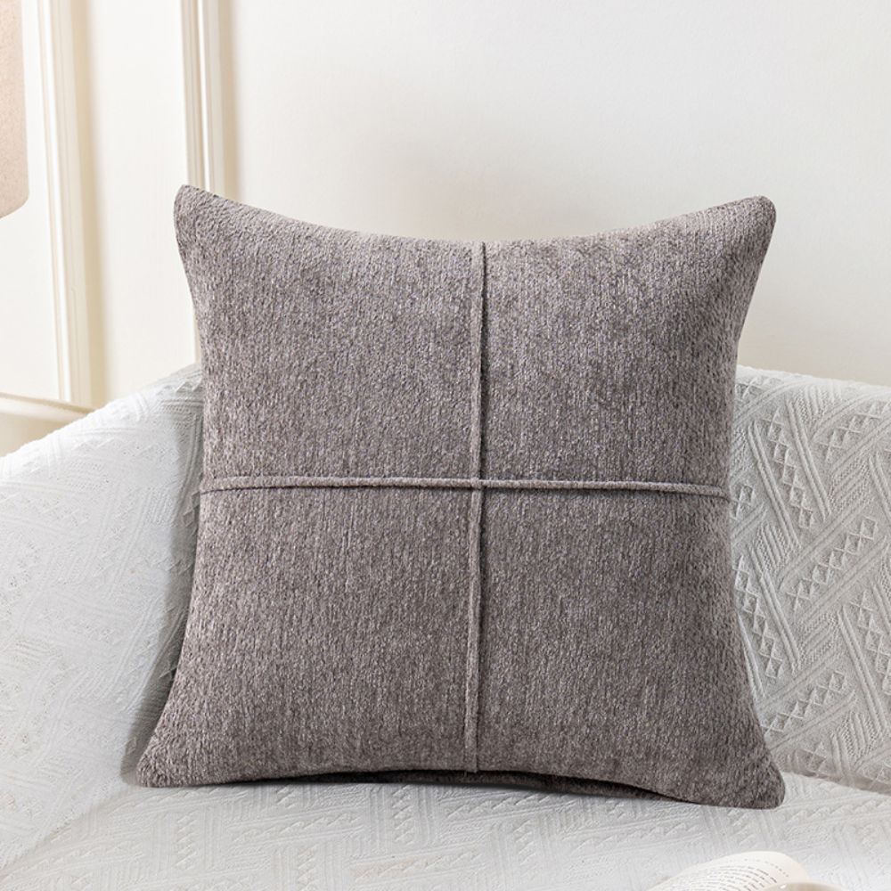 Serene Stitch Cushion Cover in Light Grey — stitched panel cushion cover, Japandi Australia