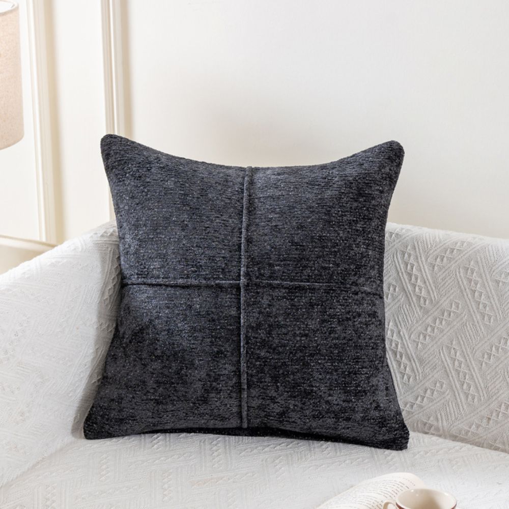 Serene Stitch Cushion Cover in Dark Charcoal Grey — stitched cushion cover, Japandi Australia