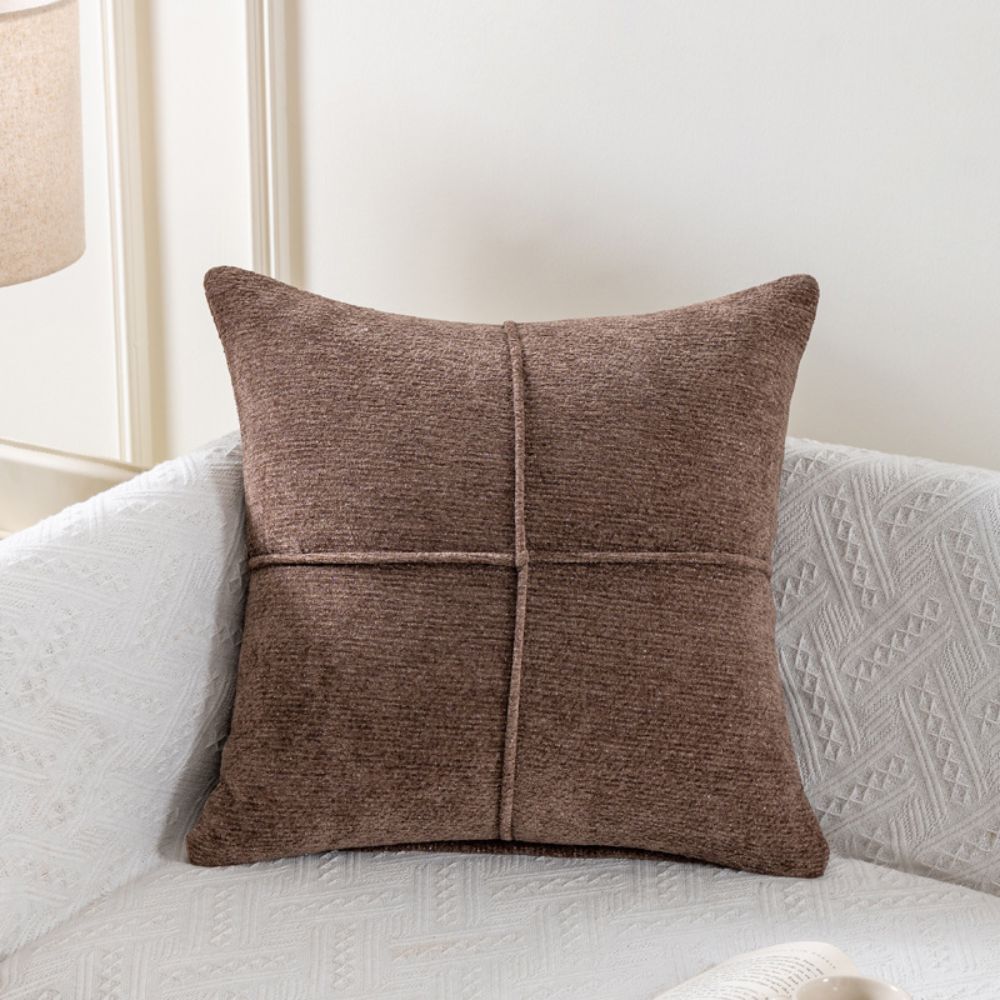 Serene Stitch Cushion Cover in Medium Brown — earthy toned cushion cover, Japandi Australia