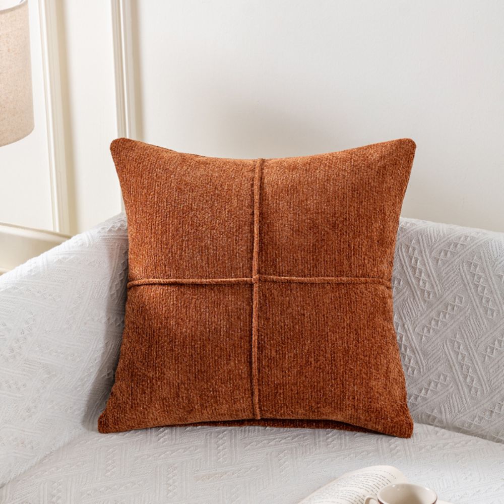 Serene Stitch Cushion Cover in Rust — warm toned cushion cover, Japandi home decor Australia