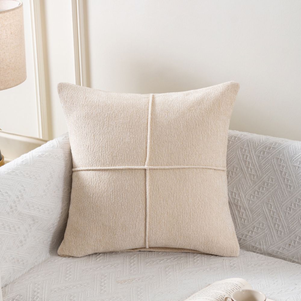 Serene Stitch Cushion Cover in Cream — stitched panel cushion cover, neutral, Japandi Australia