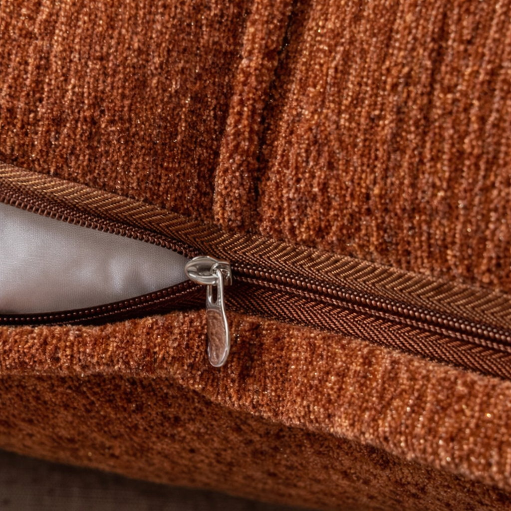 Serene Stitch Cushion Cover styled on sofa — neutral earthy tones, Japandi home decor Australia