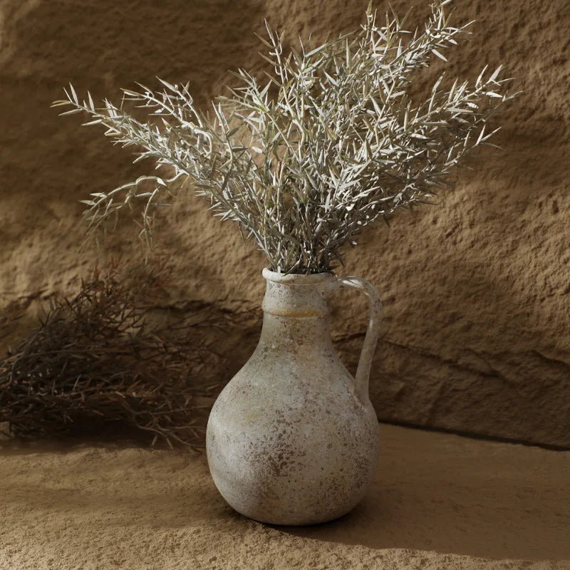 Chalky matte finish detail of pitcher vase