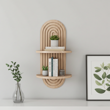 Curved Wooden Wall Shelf – Japandi Candle & Vase Holder