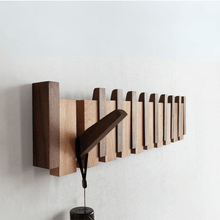Piano key wooden wall coat rack — folding wooden pegs, minimalist Japandi entryway decor Australia
