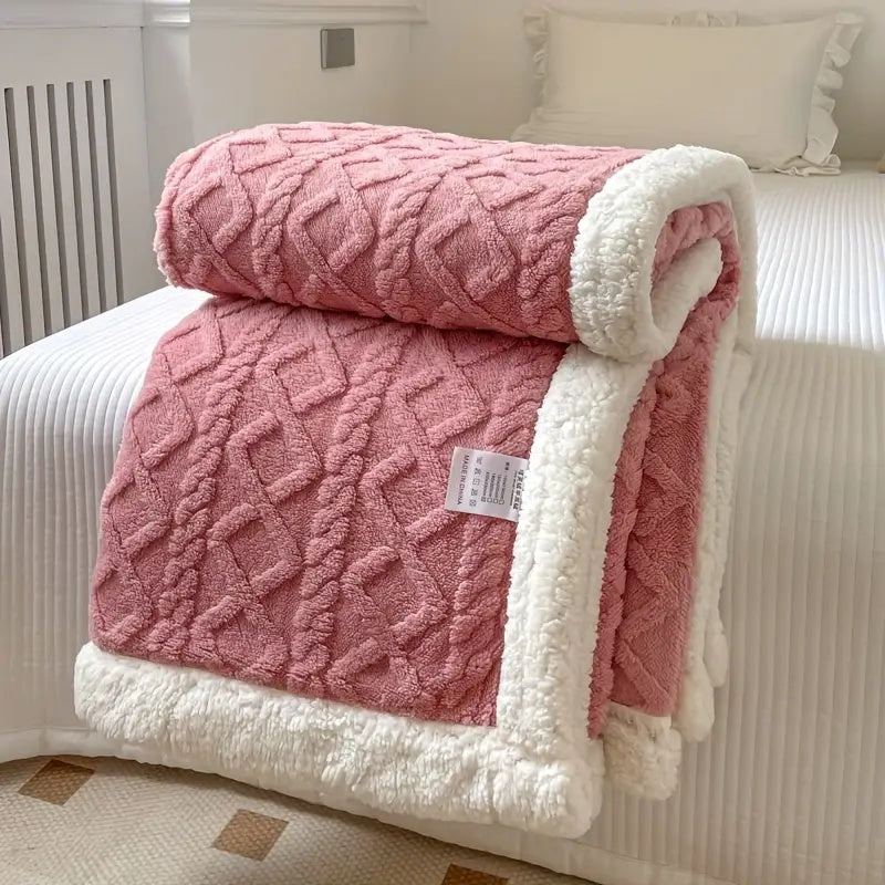 Sherpa Throw Blanket in Blush Pink — soft fleece blanket in dusty rose, Japandi textiles Australia