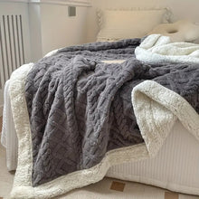Sherpa Fleece Throw Blanket folded neatly — plush reversible blanket in earthy tones, Japandi textiles Australia
