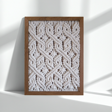 Handwoven wall tapestry styled on wall — minimalist Japandi interior